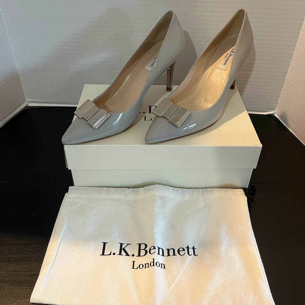 LK Bennett Grey Patent Leather Heels